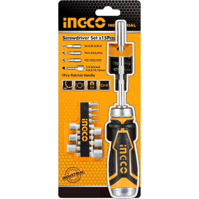 Ingco AKISD1508 15in1 Ratchet Screwdriver Set - KHM Megatools Corp. Ingco AKISD1508 15in1 Ratchet Screwdriver Set - KHM Megatools Corp.